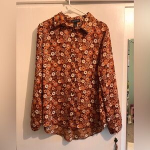 SOLD: 70s Style Retro Floral Long Sleeve Button Shirt